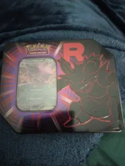 2025 Pokemon Red Team Rocket Tin Factory Sealed W/5 Booster Packs Mewtwo ex - Image 1