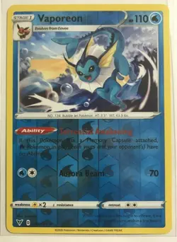 Pokemon Sword & Shield Vivid Voltage Vaporeon Reverse Holo 30/185 NM/M Condition - Image 1
