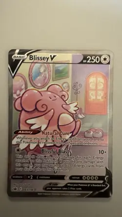 Blissey V 183/198 - Pokemon Chilling Reign Sword & Shield Alternate Art NM/Mint - Image 1