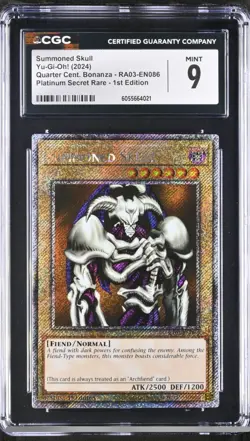 2024 Yu-Gi-Oh Summoned Skull RA03-EN086 Platinum Secret Rare CGC 9 - Image 1