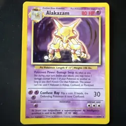 Alakazam Pokemon Card 11/102 Base Set Holo Rare Trading Card - LP+ - Image 1
