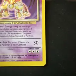 Alakazam Pokemon Card 11/102 Base Set Holo Rare Trading Card - LP+ - Image 4