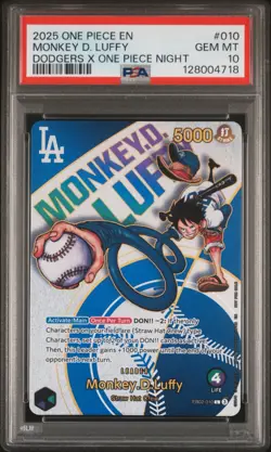 PSA 10 GEM MINT One Piece Los Angeles Dodgers Monkey D. Luffy Promo Card English - Image 1