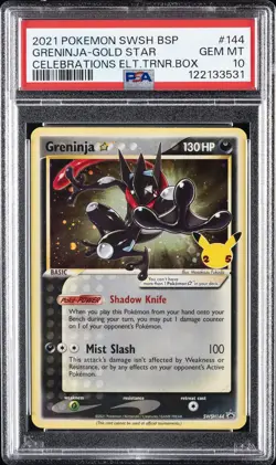 2021 POKEMON SWSH BLACK STAR PROMO #144 GRENINJA-GOLD STAR PSA 10 - Image 1