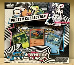 Pokemon TCG S&V Black Bolt & White Flare Unova Poster Collection Box Sealed - Image 1