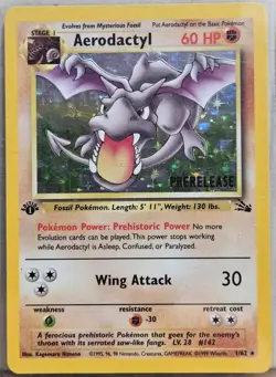 Aerodactyl 1/62 Holo Rare 1st Edition Prerelease Pokemon 1999 Fossil - LP - Image 1