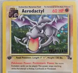 Aerodactyl 1/62 Holo Rare 1st Edition Prerelease Pokemon 1999 Fossil - LP - Image 2