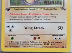 Aerodactyl 1/62 Holo Rare 1st Edition Prerelease Pokemon 1999 Fossil - LP - Image 3