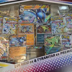 3 x Pokemon Prismatic Evolutions Lucario EX and Tyranitar EX Premium Collection - Image 4