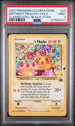 2021 Pokemon Celebrations Birthday Pikachu Holo PSA 9 Classic Collection #24 🎂 - Image 1