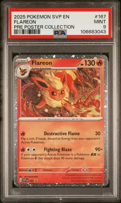 2025 POKEMON SVP EN-SV BLACK STAR PROMO #167 FLAREON PSA 9 - Image 1