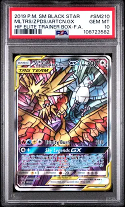 2019 POKEMON SM BLACK STAR PROMO FULL ART/MOLTRES & ZAPDOS & ARTICUNO GX PSA 10 - Image 1