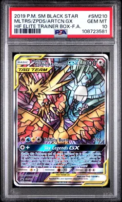 2019 POKEMON SM BLACK STAR PROMO FULL ART/MOLTRES & ZAPDOS & ARTICUNO GX PSA 10 - Image 1