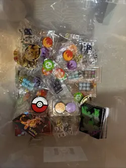 Pokemon TCG Accessories Lot Dice Notebooks Stickers over 100 peices - Image 1