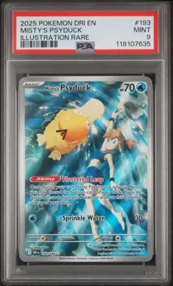2025 POKEMON DRI EN-DESTINED RIVALS ILLUSTRATION RARE #193 MISTY'S PSYDUCK PSA 9 - Image 1