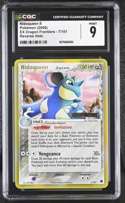 CGC 9 MINT Nidoqueen EX Dragon Frontiers 7/101 Reverse Holo STAMPED Pokemon Card - Image 1