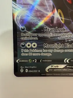 Umbreon V 094/203 Evolving Skies NM Full Art Ultra Rare Pokemon Card - Image 3