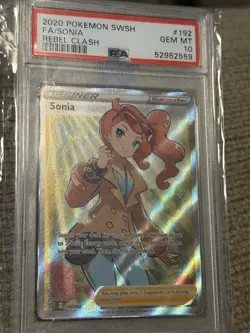 2020 Pokemon Sword & Shield Rebel Clash Sonia Full Art #192 PSA 10 - Image 2