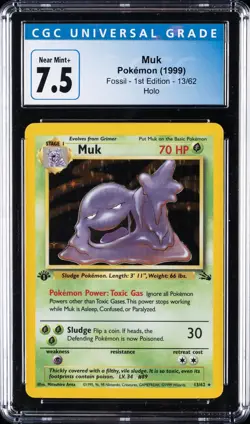 1999 POKEMON FOSSIL 1ST ED #28 MUK CGC 7.5 - Image 1