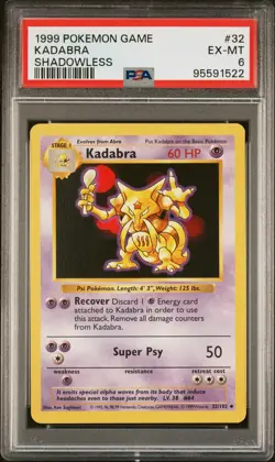1999 POKEMON BASE SET SHADOWLESS #32 KADABRA PSA 6 - Image 1