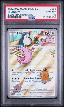 2024 POKEMON TWM EN-TWILIGHT MASQUERADE ILLUSTRATION RARE #187 CHANSEY PSA 10 - Image 1
