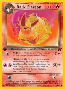 Dark Flareon 35/82 Uncommon Team Rocket 1st Edition Non Holo Pokemon Card - Image 1