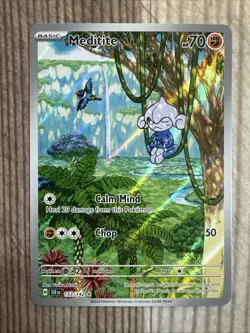 Meditite 153/142 Stellar Crown Illustration Rare Pokemon Card NM - Image 1
