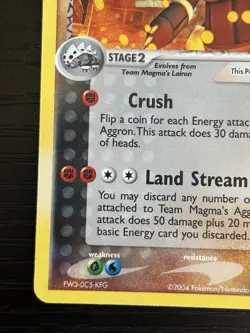 2004 Team Magma's Aggron 7/95 - EX Team Aqua Vs. Magma - Holo Pokemon Card - LP - Image 5