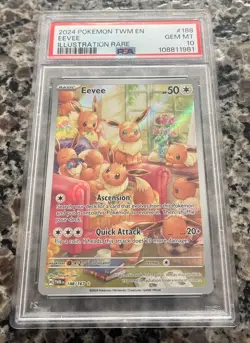 Pokemon TCG Eevee 188/167 Twilight Masquerade IR PSA 10 - Image 1