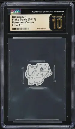 2017 Pokemon Center Flake Seals Line Art Bulbasaur CGC 10 PRISTINE - Image 1