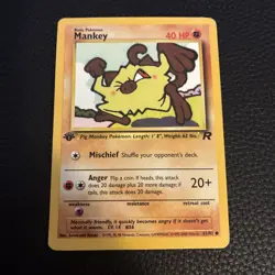 Mankey 61/82 Team Rocket Regular 1st Edition Pokemon LP - Image 1