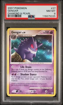 2007 POKEMON DIAMOND & PEARL #27 GENGAR PSA 8 - Image 1