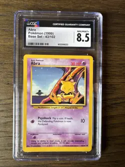 Pokemon Base Set Abra #43 CGC 8.5 - Image 1