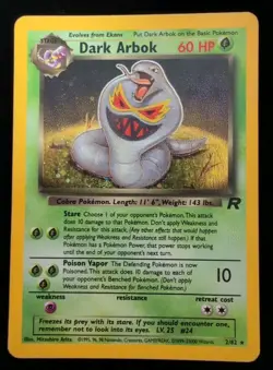 Vintage Pokemon TCG Arbok 2/82 Team Rocket Holo Error Card "23000" Date - Image 1