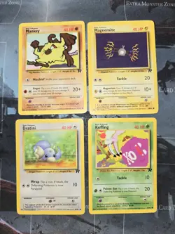 Team Rocket 4 Card Lot Mankey, Magnemite. Dratini, Koffing Pokemon Vintage - Image 1