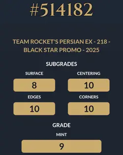 Team Rocket's Persian EX SVP 218 - Black Star Promo Card ACE 9 MINT - Image 3