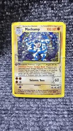 Pokemon TCG Machamp Base Set Holo Rare Card 8/102 1st Edition HP - Image 1
