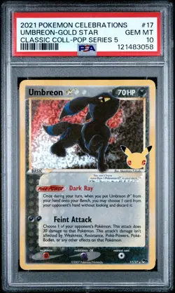 2021 POKEMON CELEBRATIONS CLASSIC COLL #17 UMBREON-GOLD STAR PSA 10 - Image 1