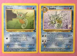 Horsea 49/62 & Seadra 42/62 Pokemon Fossil Set 1999 - Image 1