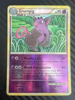 Pokemon TCG Cards Grumpig 23/102 HGSS Triumphant Reverse Holo Rare MP/HP - Image 1