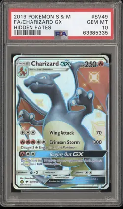 2019 POKEMON SUN & MOON HIDDEN FATES #SV49 FULL ART/CHARIZARD GX PSA 10 - Image 1