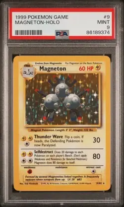 1999 POKEMON BASE SET GAME #9 MAGNETON-HOLO PSA 9 MINT - Image 1