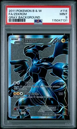 2011 POKEMON B&W GRAY BACKGROUND #114 FULL ART/ZEKROM PSA 9 - Image 1