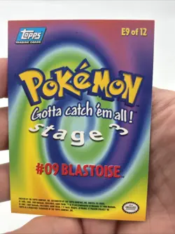 Blastoise 1999 Topps Pokemon Evolution HOLO RAINBOW FOIL E9 Of 12 BLUE LOGO - Image 4