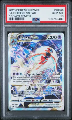 2023 POKEMON SWORD & SHIELD CROWN ZENITH #GG46 FULL ART/DEOXYS VSTAR PSA 10 - Image 1