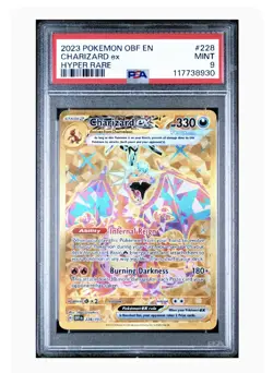 [PSA 9] Charizard EX 228/197 Obsidian Flames Pokemon 2023 Hyper Rare Gold - Image 1
