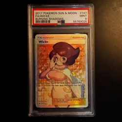 2017 Pokemon Sun & Moon Burning Shadows Wicke 147/147 Full Art Trainer PSA 9 - Image 1