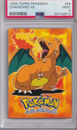 Pokemon 1999 TOPPS Charizard #6 PSA 9 (573) - Image 1