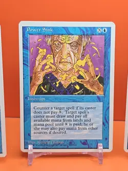 🔵🔵🔵 (4) 1995 MAGIC The Gathering POWER SINK 4TH EDITION PLAYED 🔵🔵🔵 - Image 3