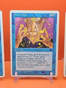 🔵🔵🔵 (4) 1995 MAGIC The Gathering POWER SINK 4TH EDITION PLAYED 🔵🔵🔵 - Image 4